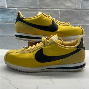 Nike Yellow and Black Sneakers with Classic Cortez Design